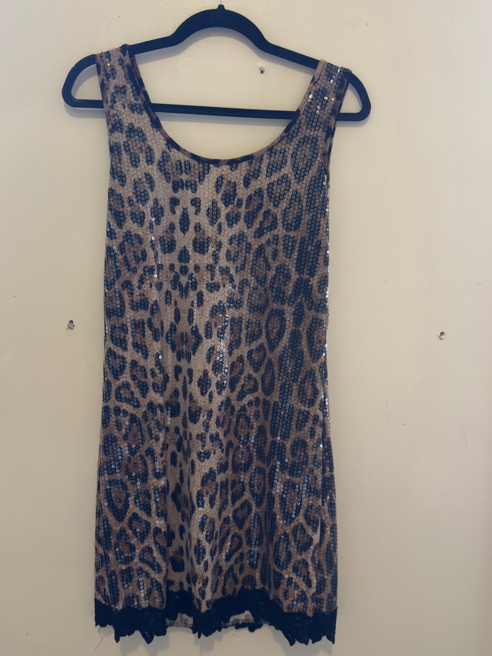 Girls Sequin Leopard Print Dress - Brown